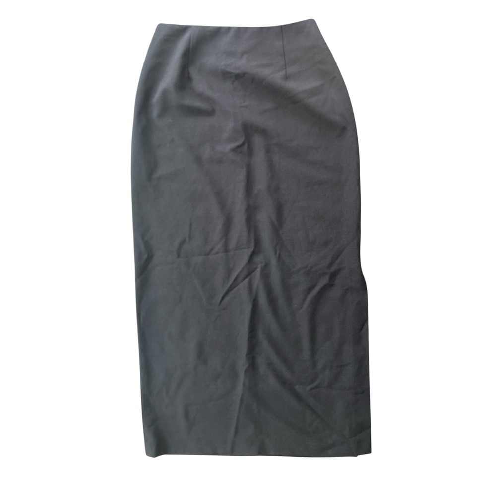 Vtg 90s Hugo Buscati Pencil Side Slit Maxi Black Skirt 4 Academia Office Siren